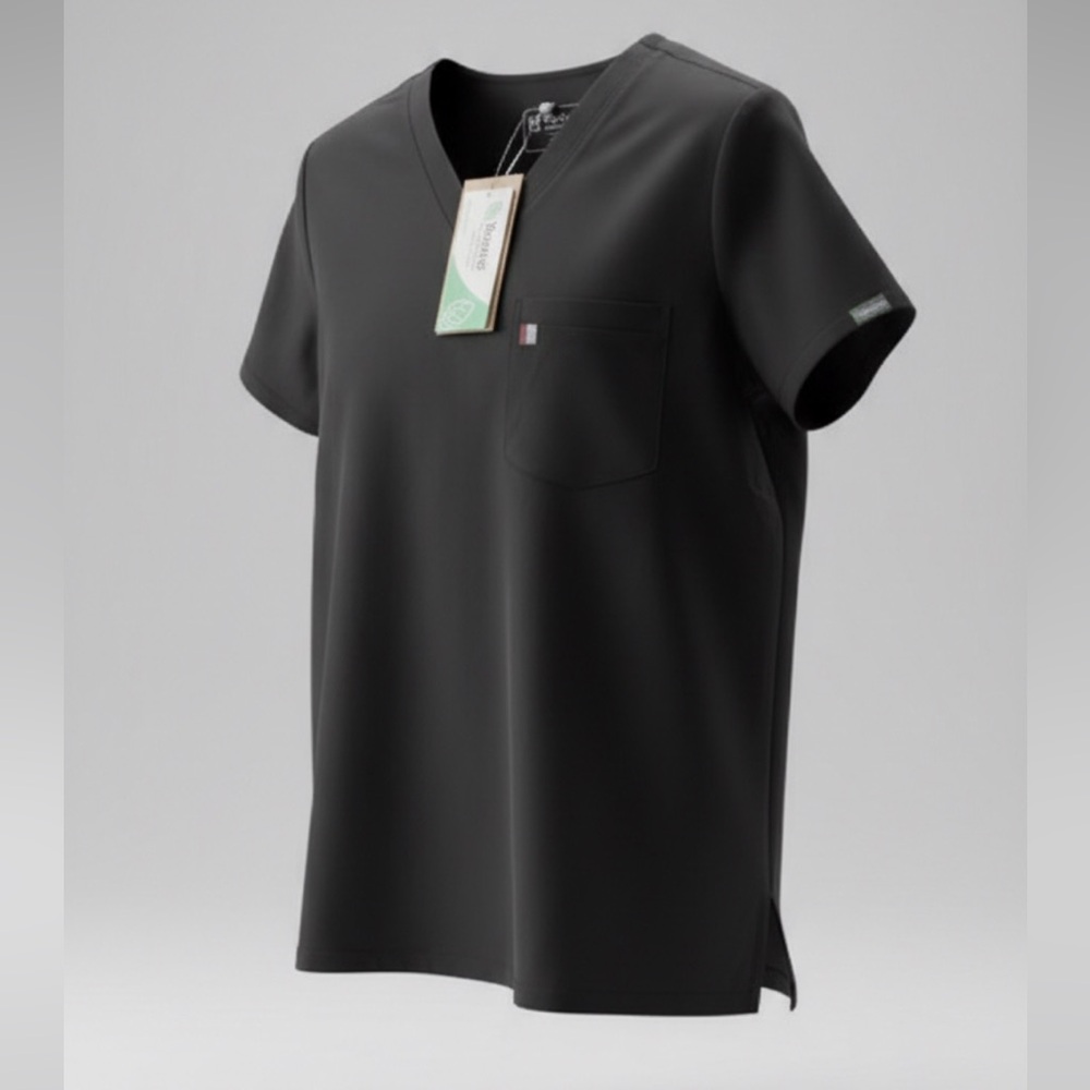 NWT $35.00 Mediclo Brand - Black Scrub Top,  Women's size M